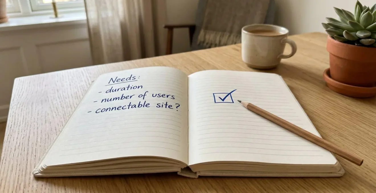 Un carnet ouvert avec une checklist manuscrite pour choisir son module.