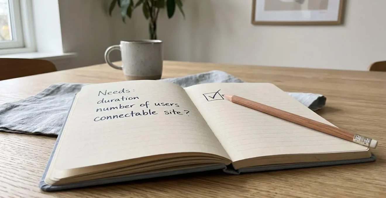 Un carnet ouvert avec une checklist manuscrite pour choisir son module.